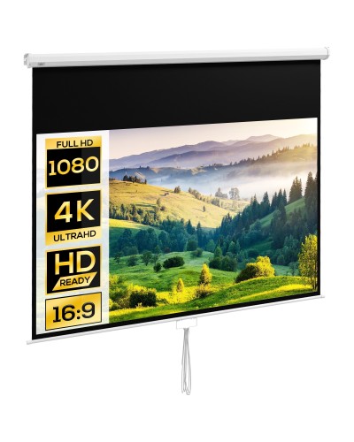 100" Projector Screen 16:9 Ratio, Wall and Ceiling Mountable for Home and Office, White