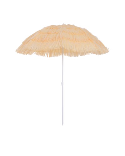  Ombrellone da Spiaggia a 8 Stecche con Palo Inclinabile, in Poliestere e Metallo, 1.6x2 m, Beige