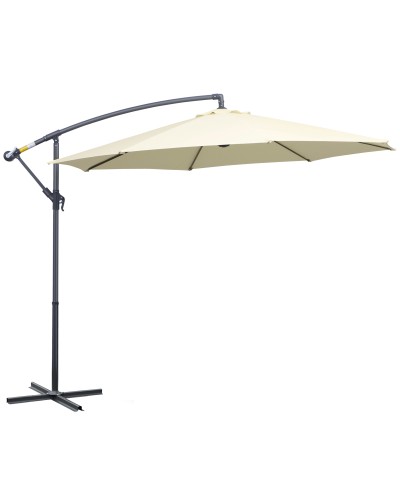  Ombrellone Decentrato da Giardino con Base a Croce Inclusa, in Metallo e Poliestere, 3x2.5 m, Beige