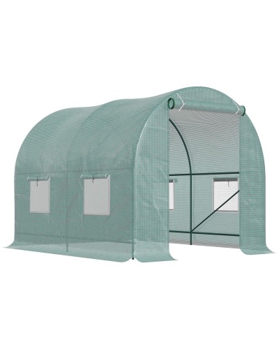Steel Frame Greenhouse with 4 PE Windows 2.5x2x2m, Green