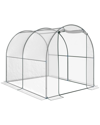  Serra Tunnel da giardino, Serra da Balcone per Piante e Orto con Copertura in PVC, Porta Avvolgibile e Telaio in Acciaio, 2x2.5