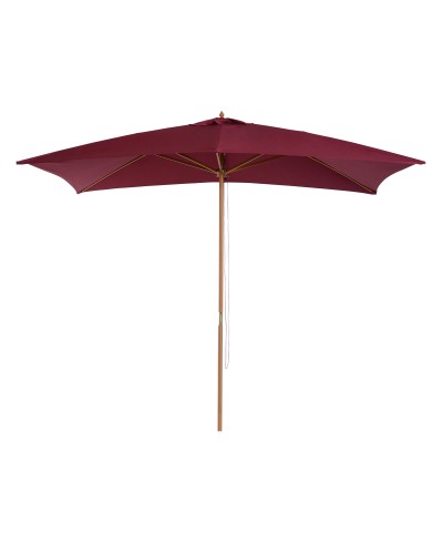 2x3 m Waterproof Garden Umbrella with 8 Ribs, Wood and Bamboo Frame, Bordeaux