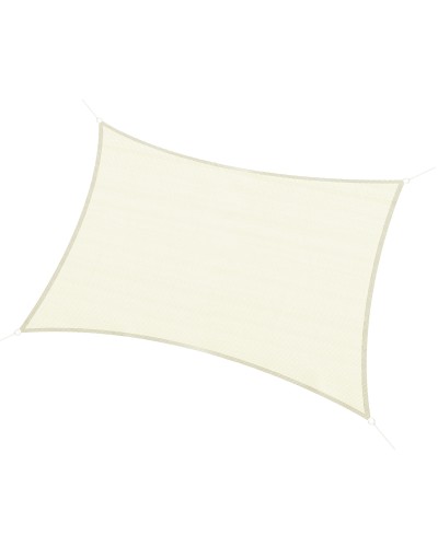 Rectangular Shade Sail, Waterproof & UV Resistant HDPE, 3x4m, Cream