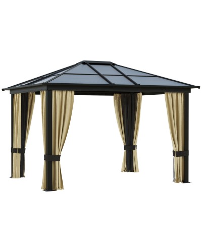 3x3.6m Aluminum Garden Gazebo with Mosquito Net and Polycarbonate Roof