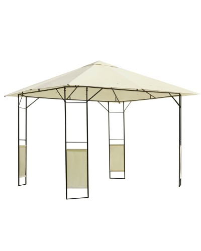3x3m Gazebo with Reinforced Canopy and 4 Screws, Powder-Coated Steel, Black and Cream