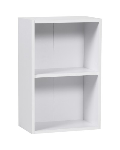  Libreria Bassa in Legno, Mobiletto Multiuso Design Moderno Bianco con Ripiano Regolabile 40x24x61cm