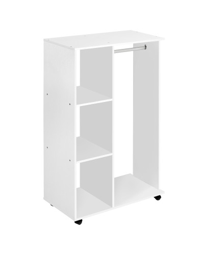  Armadio Guardaroba con Ruote in Legno, bianco, 80x40x128cm