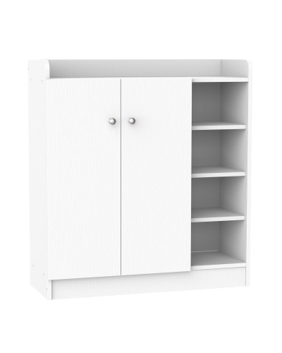  Armadio Scarpiera Bianca Salvaspazio e Moderna in Legno per 12 Paia di Scarpe, 4 Ripiani Aperti, 83 x 30 x 90cm, Bianca