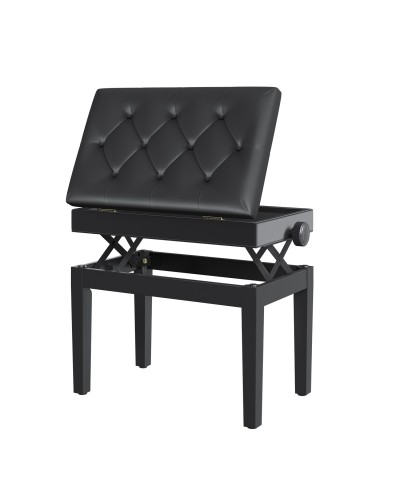 Piano Stool with Storage Compartment and Adjustable Height, Black