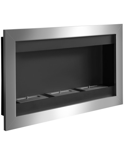 Wall Mounted Bio Ethanol Fireplace Designer Bio Fire with 3 Stainless Steel Burners 110 x 63 x 16cm