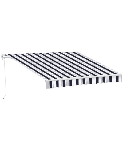 Awning 2.5x2m Manual Retractable Aluminum and Polyester Blue and White