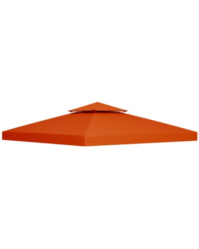 3x3m 2-Tier Gazebo Canopy Replacement Cover Durable Polyester with 8 Drain Holes, Rust Red
