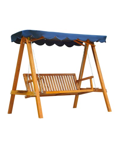  Dondolo da Giardino 3 Posti in Legno con Baldacchino 210x 130x 185cm