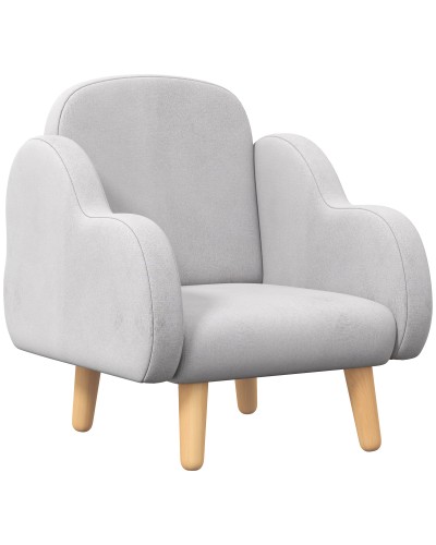  Poltrona per Bambini fino a 3 Anni con Braccioli a Nuvola in Tessuto, 46x51x55cm, Grigio