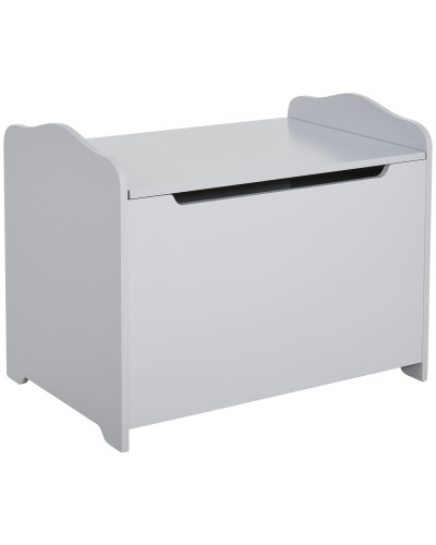  Cassapanca Portagiochi in Legno, Panca Contenitore per Cameretta Coperchio con Pistone Pneumatico, 60x40x48cm, Grigio