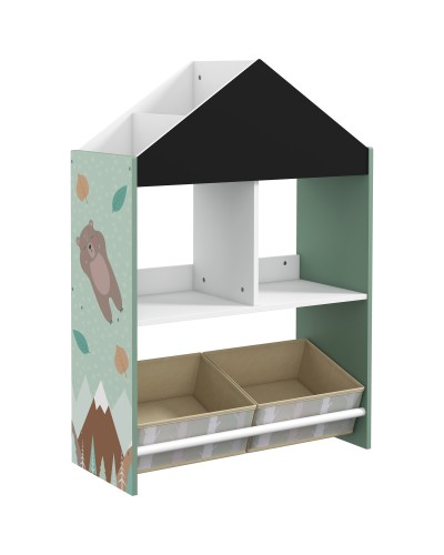  Scaffale Portagiochi per Bambini con Ripiani e Cassetti Rimovibili, Verde