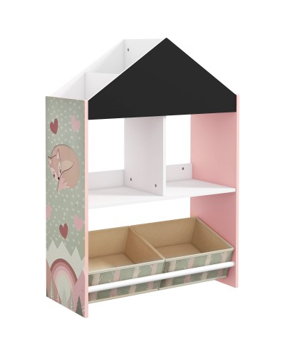 Pink Kids Toy Storage Shelf with Removable Bins and Shelves