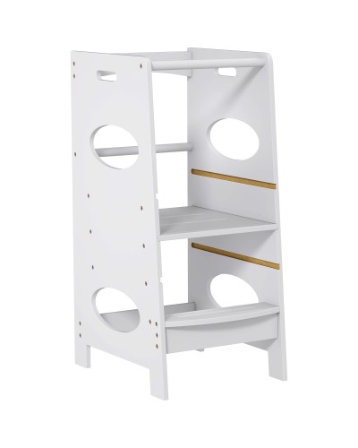 Torre Montessoriana per Bambini 3-6 Anni con Altezza Regolabile in MDF, 40x50x90cm, Grigio