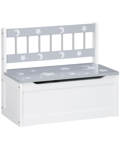 Modern Toy Chest with Gas Strut, MDF and Pine Wood, 60x30x50 cm, White and Grey
