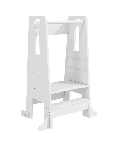 Montessori Climbing Tower for Toddlers, 3 Adjustable Heights with Safety Rail, Wooden, 45x47.5x91 cm, White