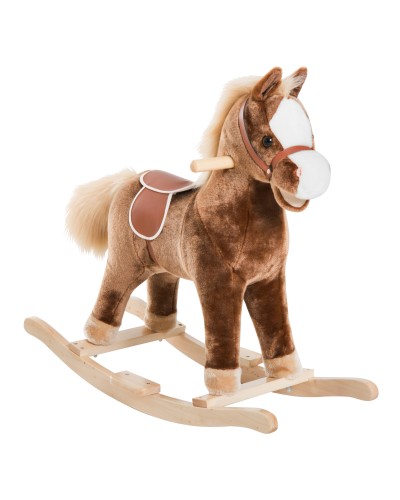 Wooden Rocking Horse Ride-on Toy Plush Kids 74 × 33 × 62cm
