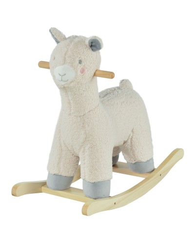 Alpaca Rocking Horse, Ride-on Toy for Children 36-72 Months in Cream White Plush, 58x68x29cm