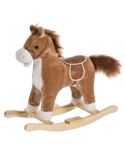  Cavallo a Dondolo Giocattolo con Suoni Realistici per Bambini 36-72 Mesi, Include 2 Batterie AA, Marrone