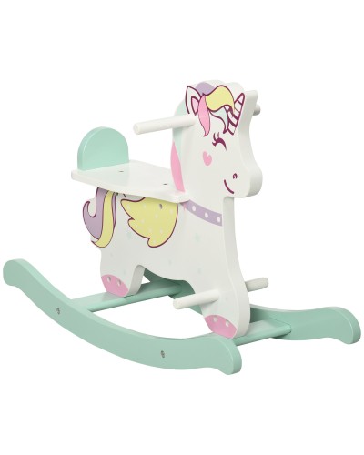 Rocking Horse for Toddlers 1-3 Years with Handles, Backrest and MDF Pedals, 68L x 27W x 47.5H cm, Multicolor