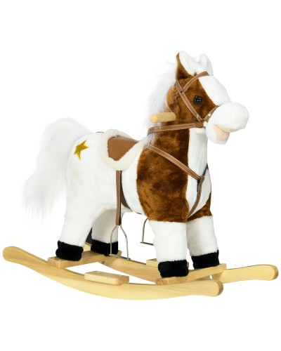 Plush Rocking Horse with Sounds for 3-6 Year Olds, 68x26x62cm, Brown