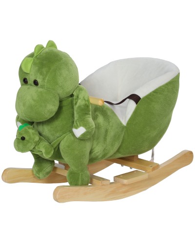 Dinosaur Rocking Horse for Toddlers 18-36 Months with Sounds and Soft Plush Cover, Green