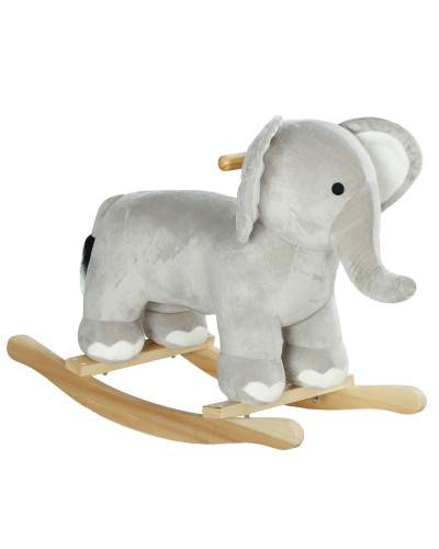 Elephant Rocking Horse for Toddlers 2-4 Years Old with Sounds and Soft Plush Material, Gray