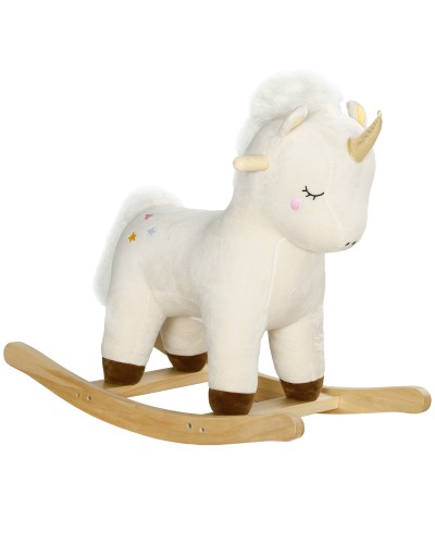 Unicorn Rocking Horse for Toddlers 2-4 with Sounds and Soft Plush, White