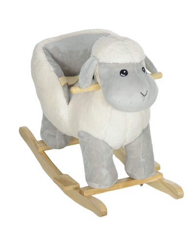  Cavallo a Dondolo per Bambini 18-36 Mesi a Forma di Pecorella con Suoni e Rivestimento Morbido, Grigio