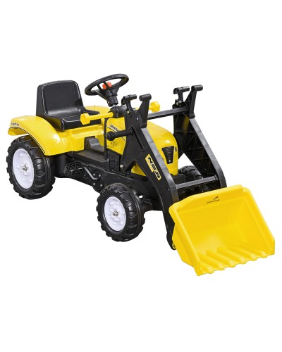 Kids Pedal Digger Excavator 3 Years+ with Front Loader and Steering Wheel, Yellow