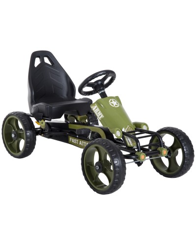  Go Kart a Pedali per Bambini da 3-6 Anni con Sedile Regolabile e Freno a Mano, Verde