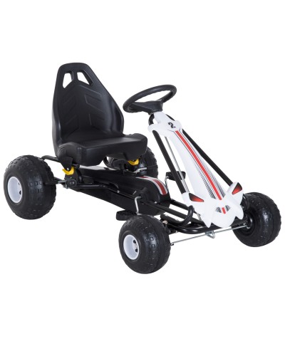 Kids Pedal Go Kart for Ages 3-6 with Adjustable Seat, Plastic & Iron, 101.5x65.5x59.5 cm, Black and White