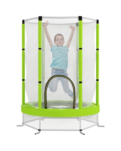 Kids Trampoline Ø140cm with Safety Net and Designs, Ages 3-6, Green