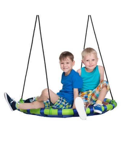  Altalena per Bambini da 3-8 Anni da Giardino Ø100cm e Corde Regolabili, Blu