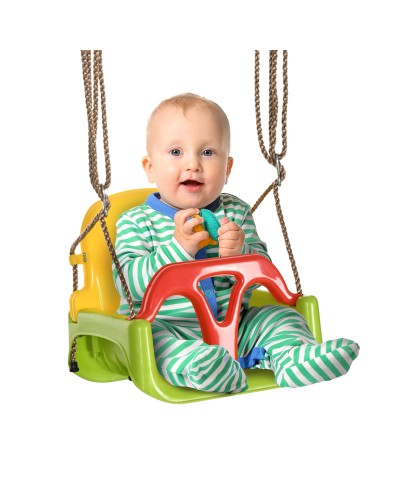 Altalena per Bambini 9-36 Mesi in PP e PE con Corda Regolabile e Cintura, 42x33x120-180 cm
