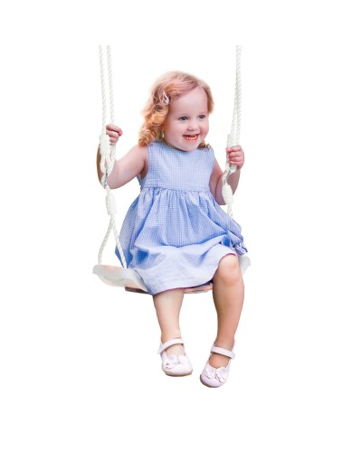 Baby Swing 9-36 Months PP & PE with Adjustable Rope and LED Lights, 39x16.5x120-180 cm, White