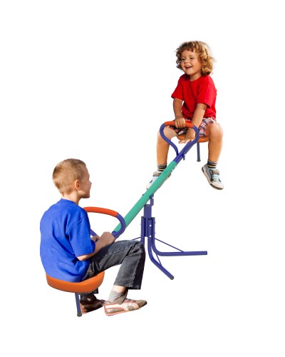 Altalena a Bilico per Bambini 3-8 Anni con Rotazione a 360°, in Acciaio e PP, 192x60x60 cm