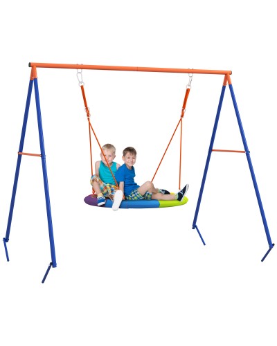 Nest Swing Set for 1-2 Kids, Reinforced Metal, 196x172x180cm, Multicolor