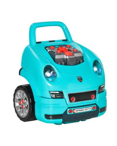 61-Piece Kids' Toy Truck Workshop Set for Ages 3-5 with Handle, ABS and PP, 40x39x47 cm, Black and Blue