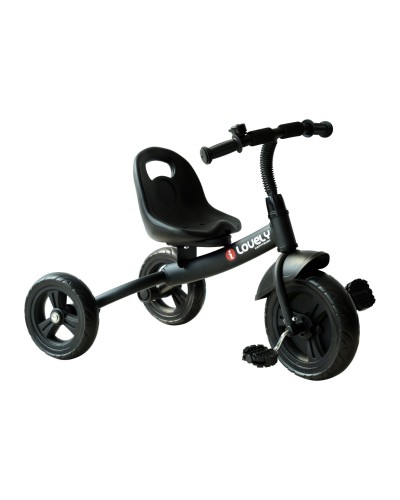  Triciclo per Bimbo con Campanello, Parafango, Ruota Speciale, Nero, 79x50.5x58cm