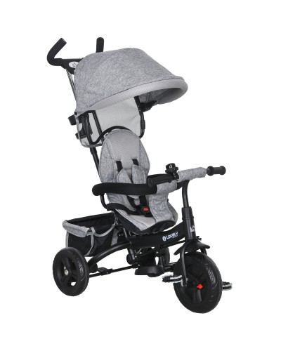6-in-1 Kids Tricycle with Handle, Adjustable Canopy, and Safety Belt, Ages 1-5, Grey
