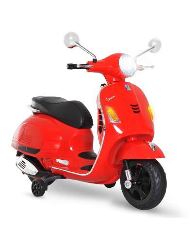  Moto Elettrica per Bambini Design Vespa, Batteria 6V con Suoni e Luci, Età 3-6 Anni, Rosso