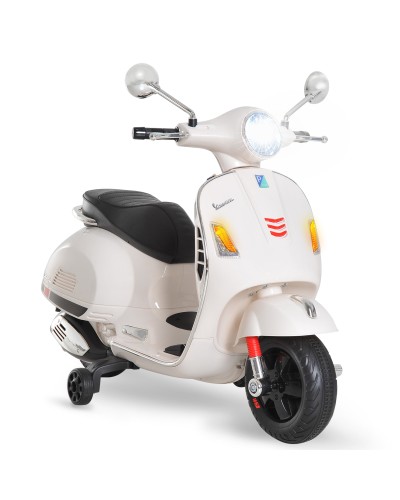  Moto Elettrica per Bambini Design Vespa, Batteria 6V con Suoni e Luci, Età 3-6 Anni, Bianco