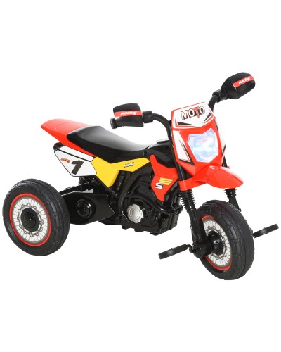 Kids Pedal Motorcycle Style Tricycle with Lights and Sounds, Wide 3 Wheels, 18-36 Months Age, 71x40x51cm, Red