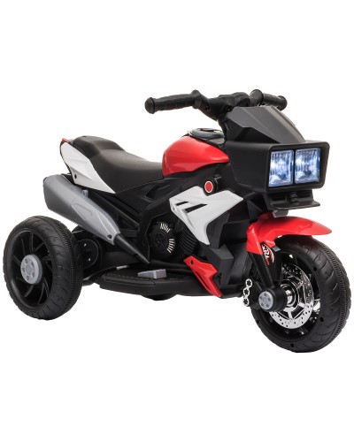  Moto Elettrica per Bambini 3-5 Anni (max. 25kg) con 3 Ruote, Luci e Suoni, Batteria 6V, Rosso, 86x42x52cm