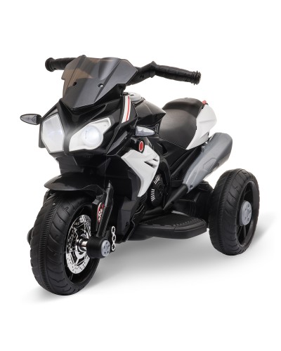  Moto Elettrica per Bambini 3-5 Anni Max. 25kg con Luci, Musica, Batteria 6V e Velocità 3km/h, 86cmx42cmx52cm Nera